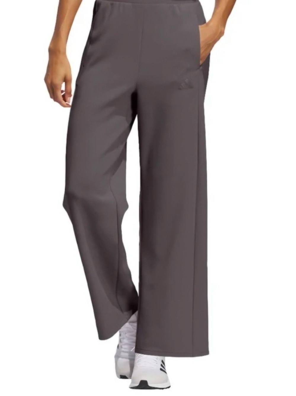 Adidas Wide-Leg Track Pants in Charcoal Gray - Picture 2 of 4